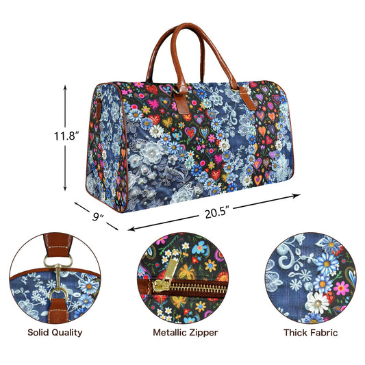 Boho Travel Bag4 Large Capacity Travel Bag-Large (Brown Short Patch) (1737)