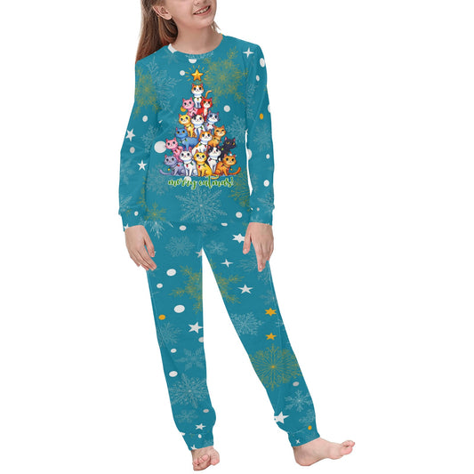 Soft, Comfortable Kids Unisex PJ Set with Fun Christmas Kitties Design