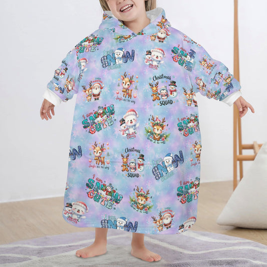 One-Size Blanket Hoodie for Tots, Featuring Snowy Friends Celebrating Christmas