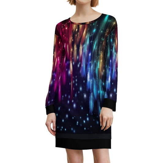 Long Sleeve, Sweatshirt Dress with Festive Christmas Design