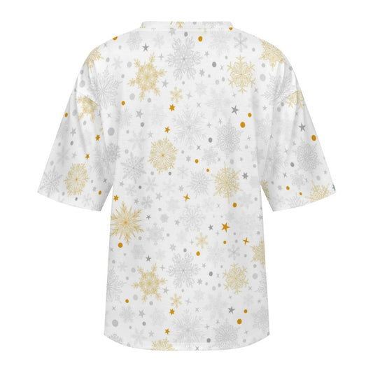 Drop-Shoulder Baggy Tee with Meaning of Christmas Design