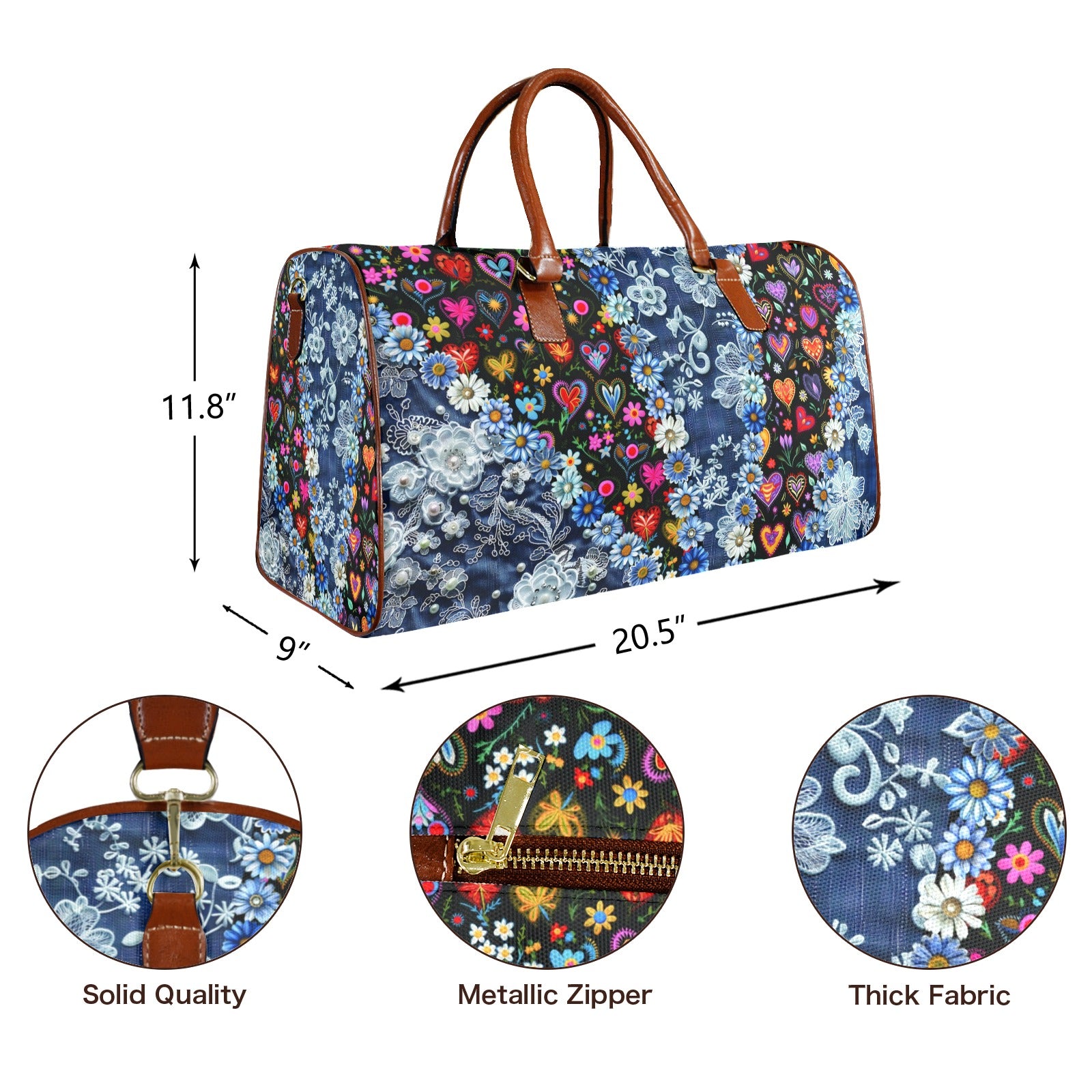 Boho Travel Bag4 Large Capacity Travel Bag-Large (Brown Short Patch) (1737)