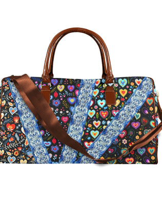 Boho Travel Bag6 Large Capacity Travel Bag-Large (Brown Short Patch) (1737)