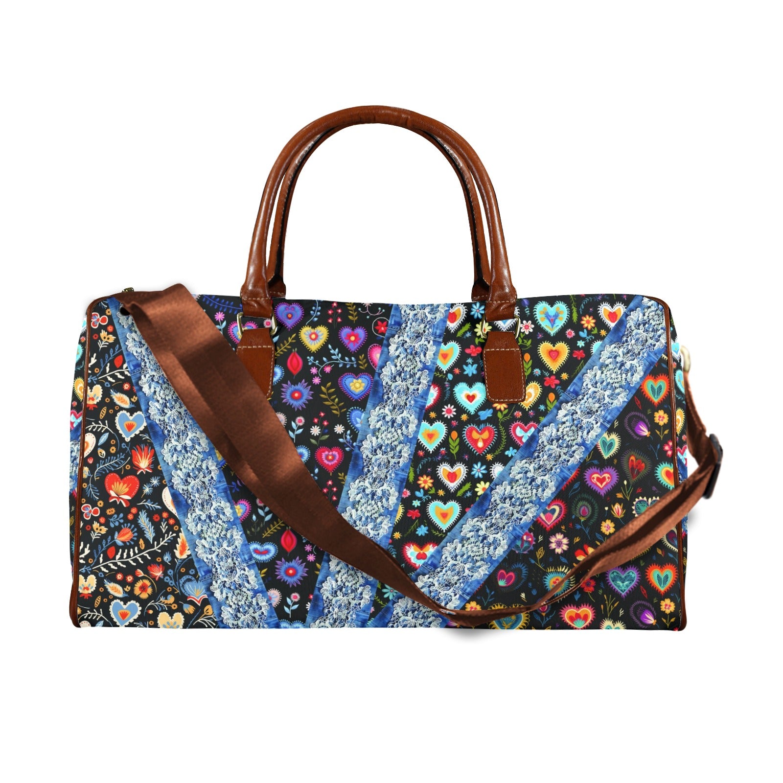 Boho Travel Bag6 Large Capacity Travel Bag-Large (Brown Short Patch) (1737)