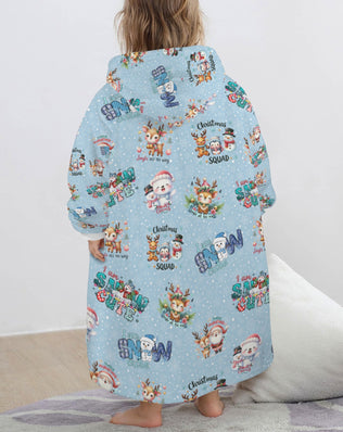 One-Size  Blanket Hoodie for Tots, Featuring Snowy Friends Celebrating Christmas