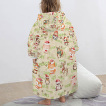 One-Size  Blanket Hoodie for Tots, Featuring Woodland Friends Celebrating Christmas