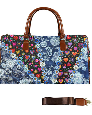 Boho Travel Bag4 Large Capacity Travel Bag-Large (Brown Short Patch) (1737)