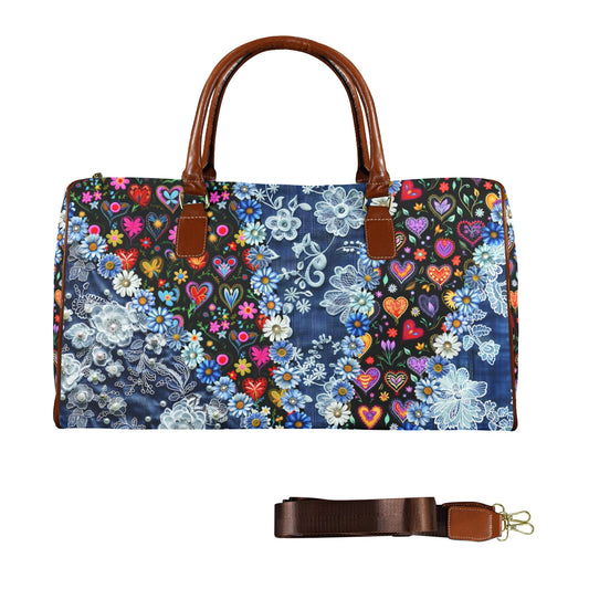 Boho Travel Bag4 Large Capacity Travel Bag-Large (Brown Short Patch) (1737)