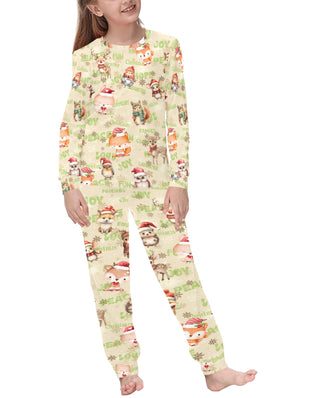 Soft, Comfortable Kids Unisex PJ Set with sweet 'Woodland Friends at Christmas' Design