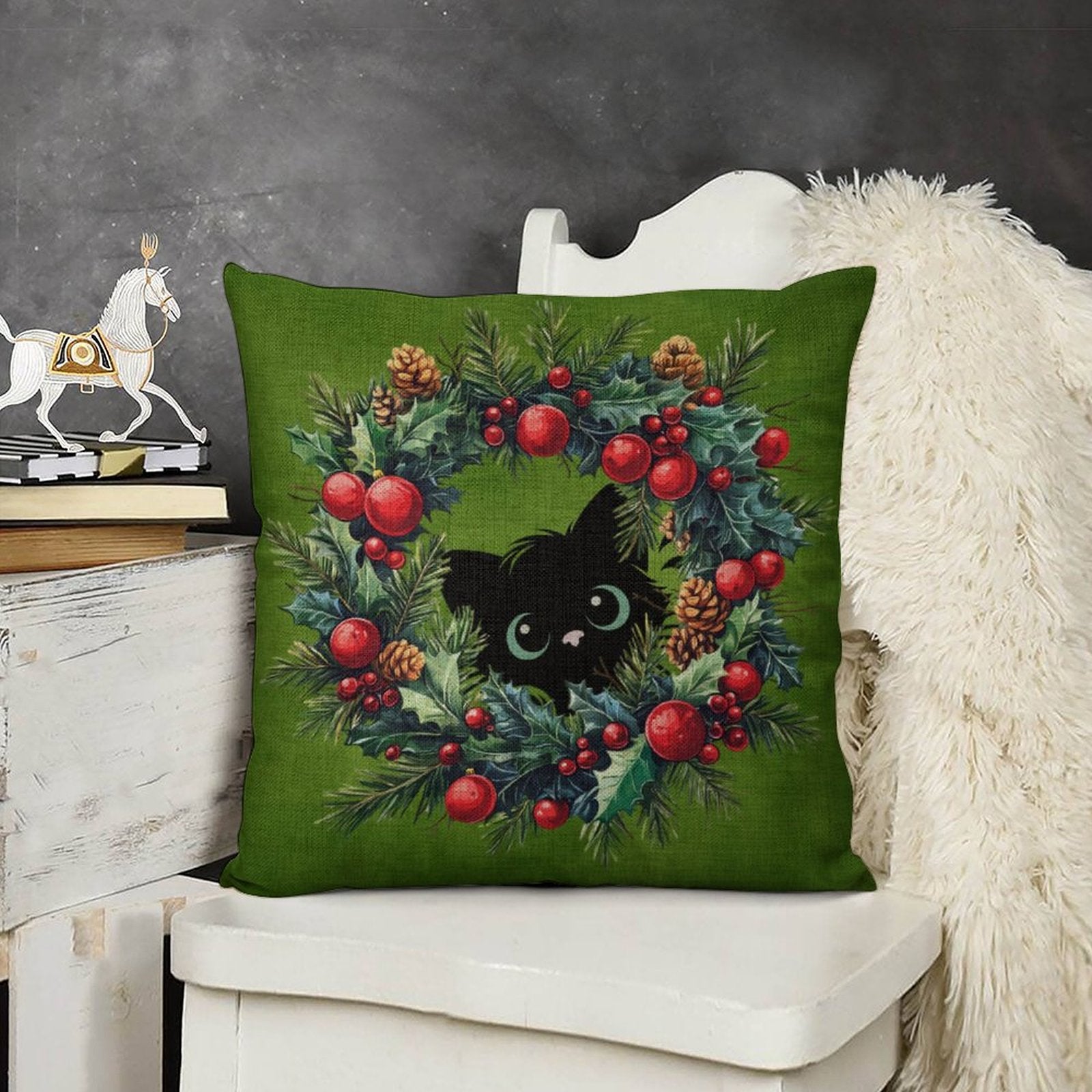 Set of 2 Cushion Covers with Cute Christmas Designs