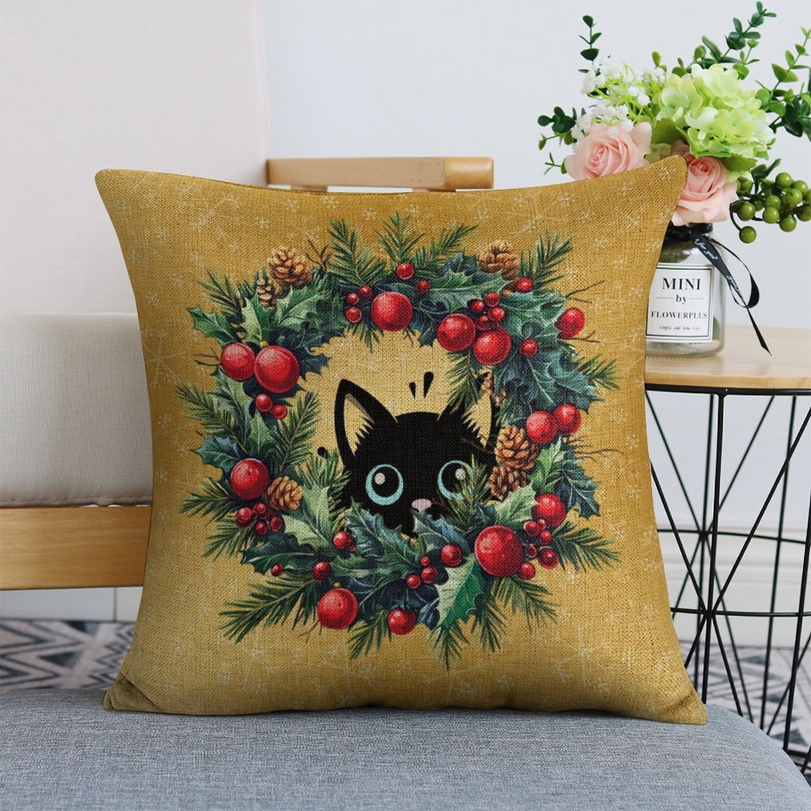 Set of 2 Cushion Covers with Cute Christmas Designs