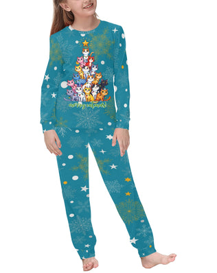 Soft, Comfortable Kids Unisex PJ Set with Fun Christmas Kitties Design