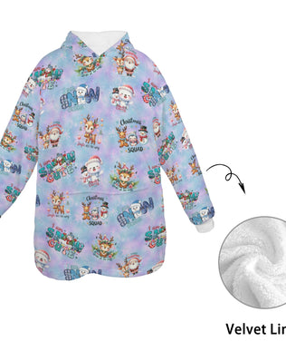 One-Size  Blanket Hoodie for Tots, Featuring Snowy Friends Celebrating Christmas