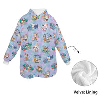 One-Size  Blanket Hoodie for Tots, Featuring Snowy Friends Celebrating Christmas