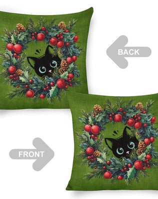 Set of 2 Cushion Covers with Cute Christmas Designs