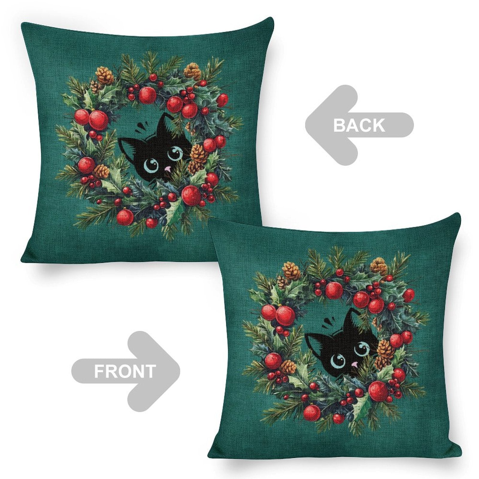 Set of 2 Cushion Covers with Cute Christmas Designs