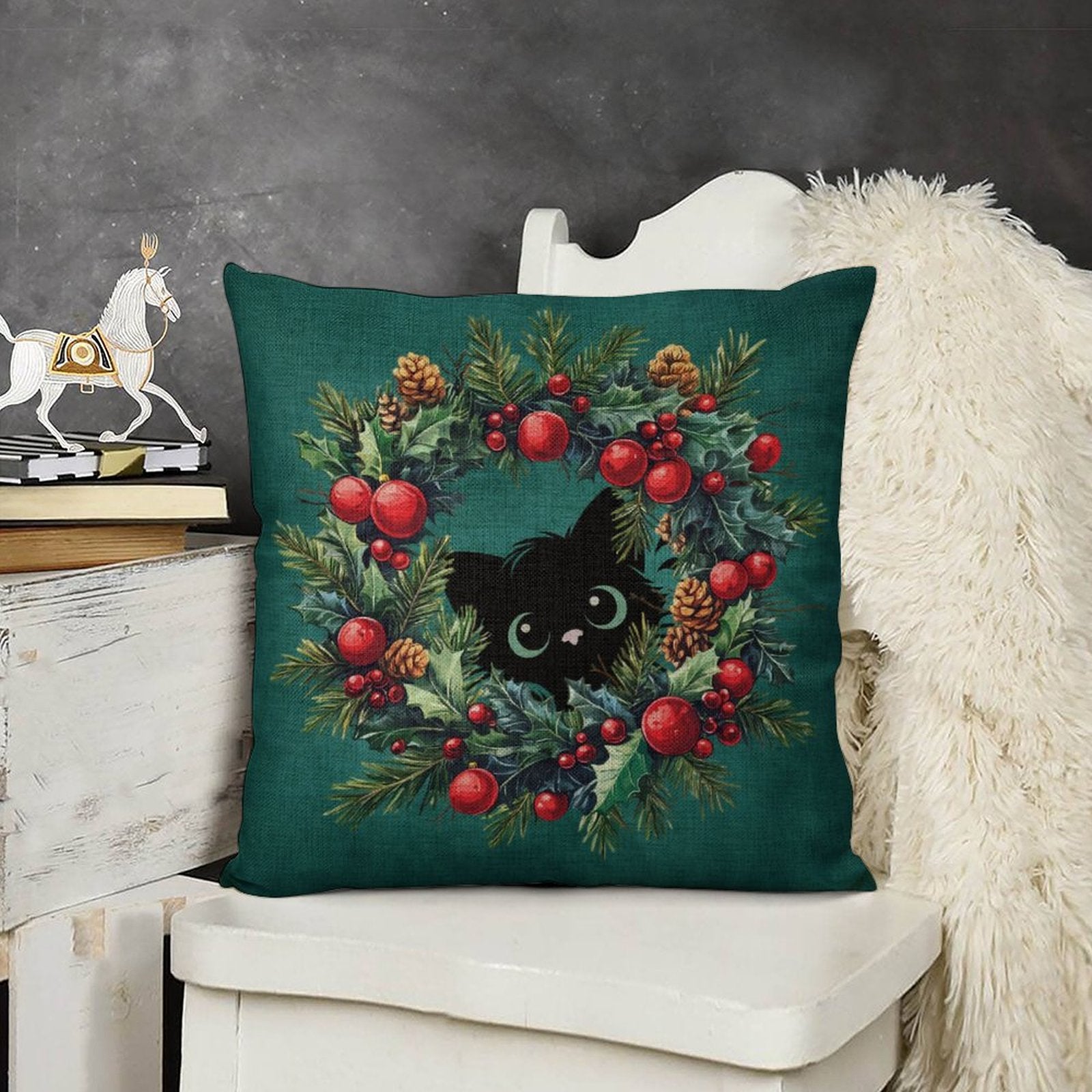 Set of 2 Cushion Covers with Cute Christmas Designs