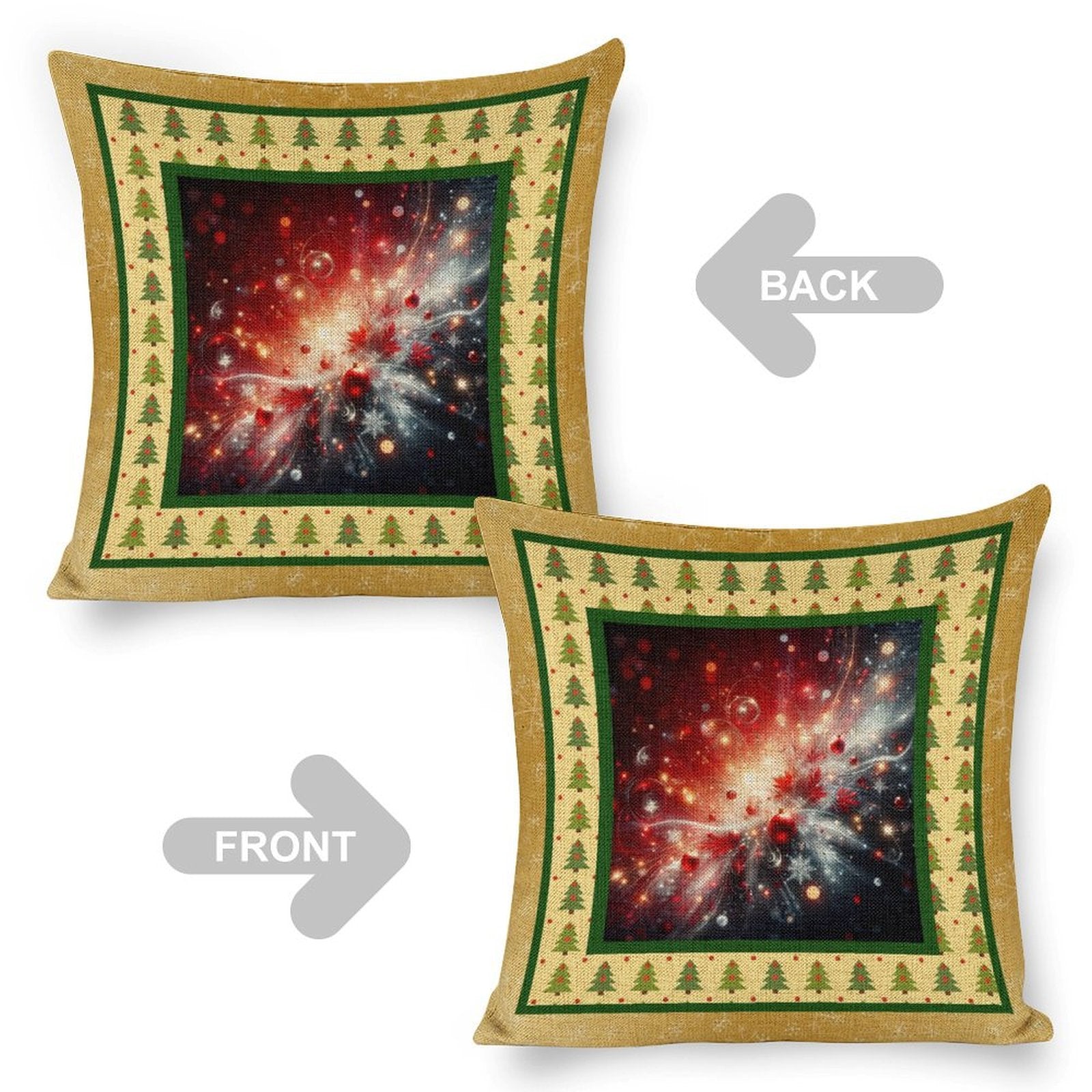 Set of 2 Cushion Covers with Matching (Not Same) Christmassy Designs