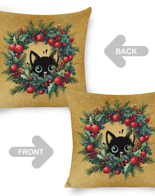 Set of 2 Cushion Covers with Cute Christmas Designs