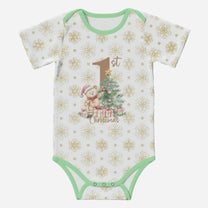 'My First Christmas' Adorable Christmas Teddy; Short Sleeve Romper/Sleepsuit, Eco-Friendly Cotton