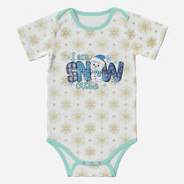 SNOW CUTE' Cute Snowman; Short Sleeve Romper/Sleepsuit, Eco-Friendly Cotton