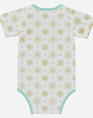 SNOW CUTE' Cute Snowman; Short Sleeve Romper/Sleepsuit, Eco-Friendly Cotton