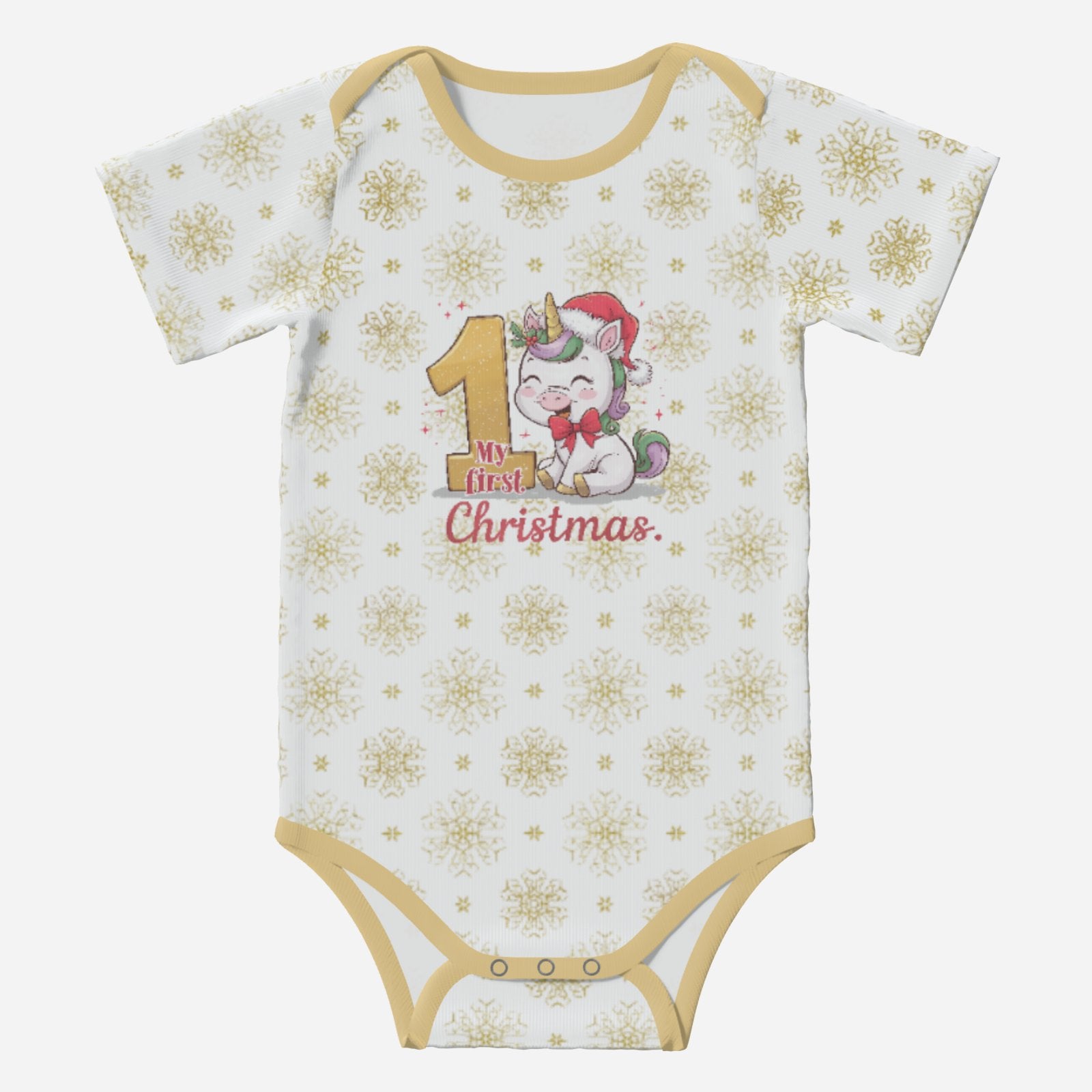 'My First Christmas' Super Cute Unicorn; Short Sleeve Romper/Sleepsuit Eco-Friendly Cotton