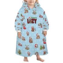 One-Size  Blanket Hoodie for Tots, Featuring Lazy Sloths Celebrating Christmas