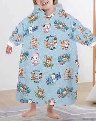 One-Size  Blanket Hoodie for Tots, Featuring Snowy Friends Celebrating Christmas