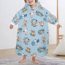 One-Size  Blanket Hoodie for Tots, Featuring Snowy Friends Celebrating Christmas