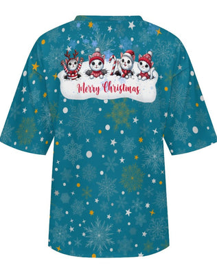 Drop Shoulder Baggy Tee with Fun Christmas Kitties, Unisex, Loungewear, Casual, Fun