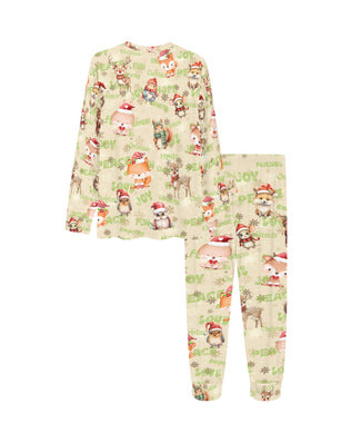 Soft, Comfortable Kids Unisex PJ Set with sweet 'Woodland Friends at Christmas' Design