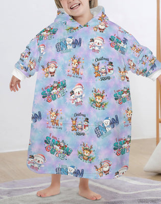 One-Size  Blanket Hoodie for Tots, Featuring Snowy Friends Celebrating Christmas