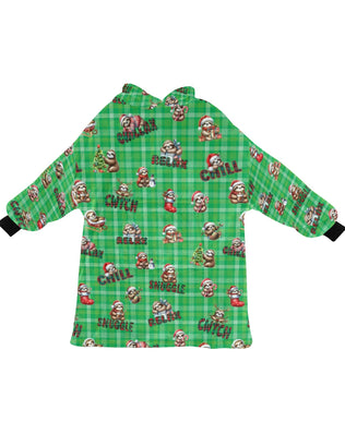 Gorgeously Soft and Snuggly Blanket Hoodie With Christmas  Sloths on Tartan Design