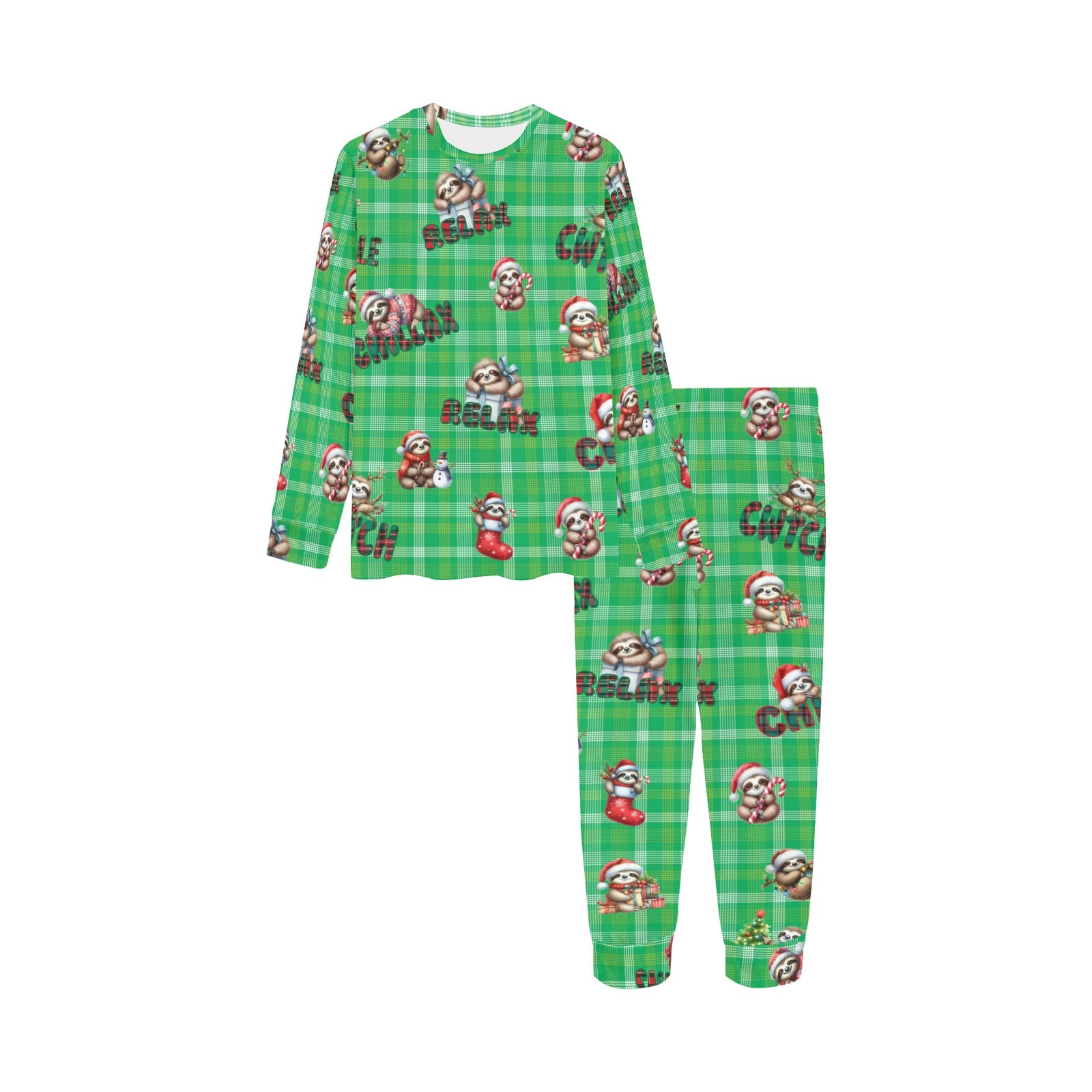 Soft, Comfortable Kids Unisex PJ Set in a Choice of 2 Adorable 'Christmas Sloth' Designs