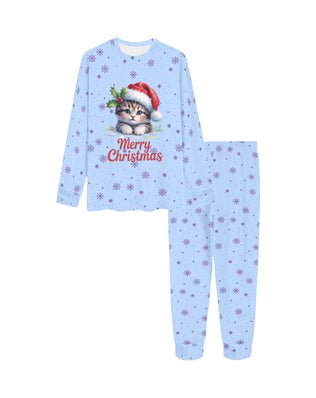 Soft, Comfortable Kids Unisex PJ Set with Cute Christmas Kitten