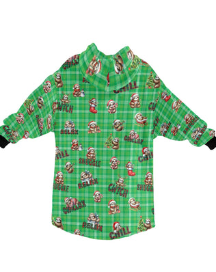 Gorgeously Soft and Snuggly Blanket Hoodie With Christmas  Sloths on Tartan Design