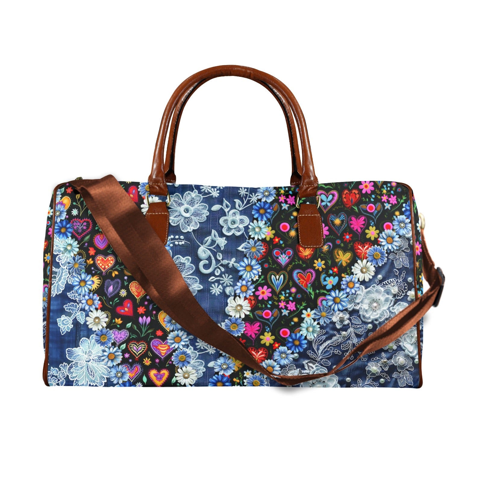 Boho Travel Bag4 Large Capacity Travel Bag-Large (Brown Short Patch) (1737)