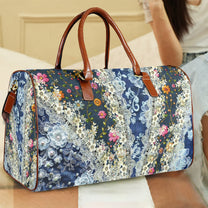 Boho Travel Bag5 Large Capacity Travel Bag-Large (Brown Short Patch) (1737)