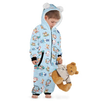 Christmas Snow Friends, Fleecy, Zip-Up Onesie Loungewear for Little Kids