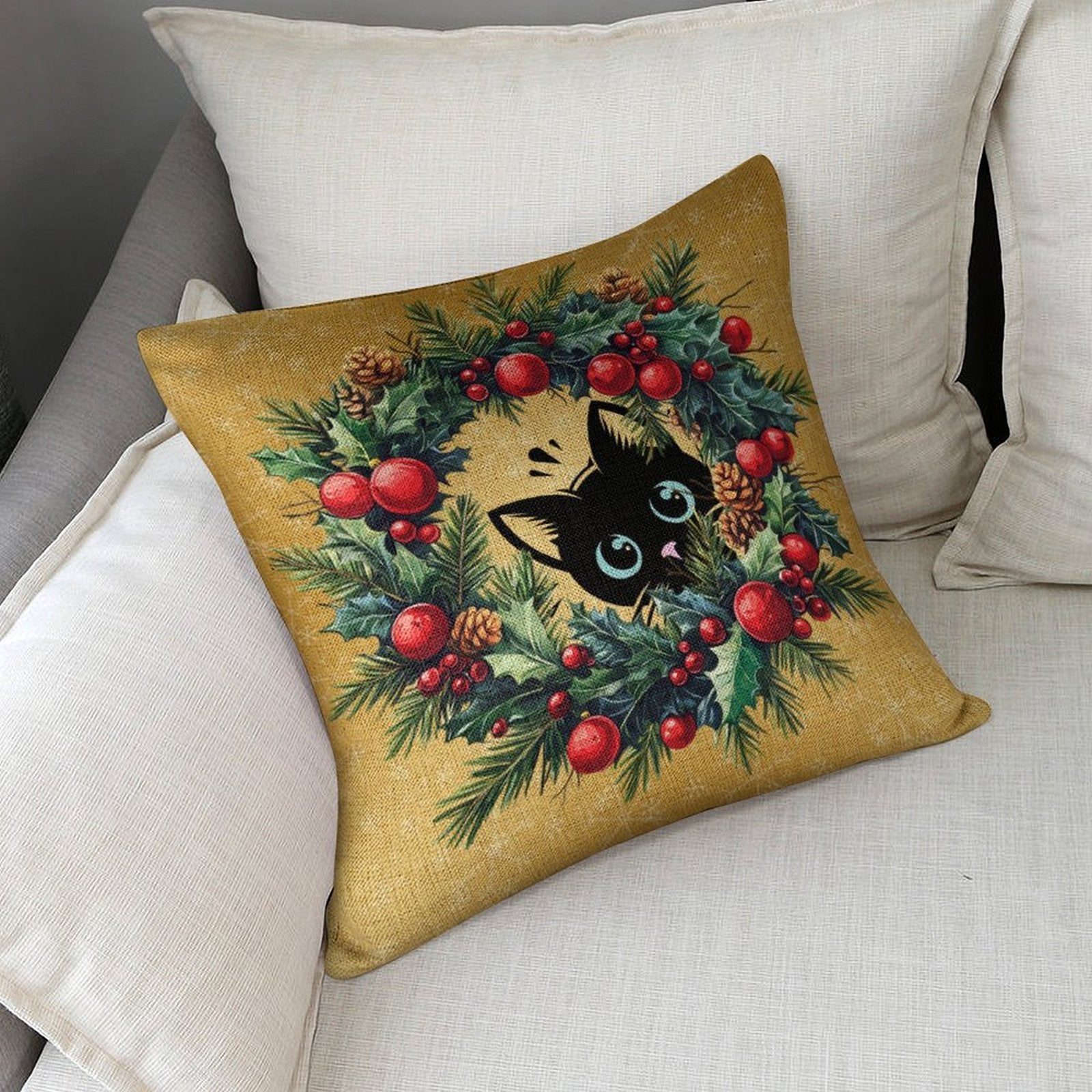Set of 2 Cushion Covers with Cute Christmas Designs