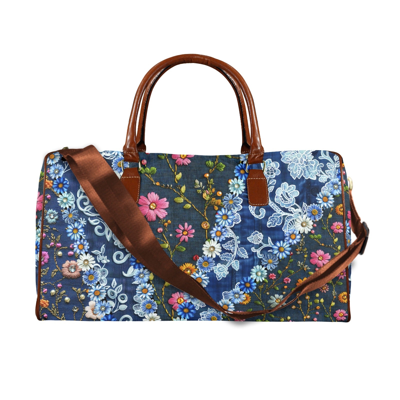 Boho Travel Bag3 Large Capacity Travel Bag-Large (Brown Short Patch) (1737)