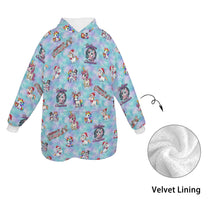 One-Size  Blanket Hoodie for Tots, Featuring Magical Friends Celebrating Christmas