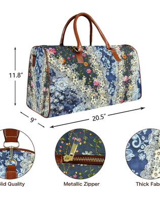 Boho Travel Bag5 Large Capacity Travel Bag-Large (Brown Short Patch) (1737)