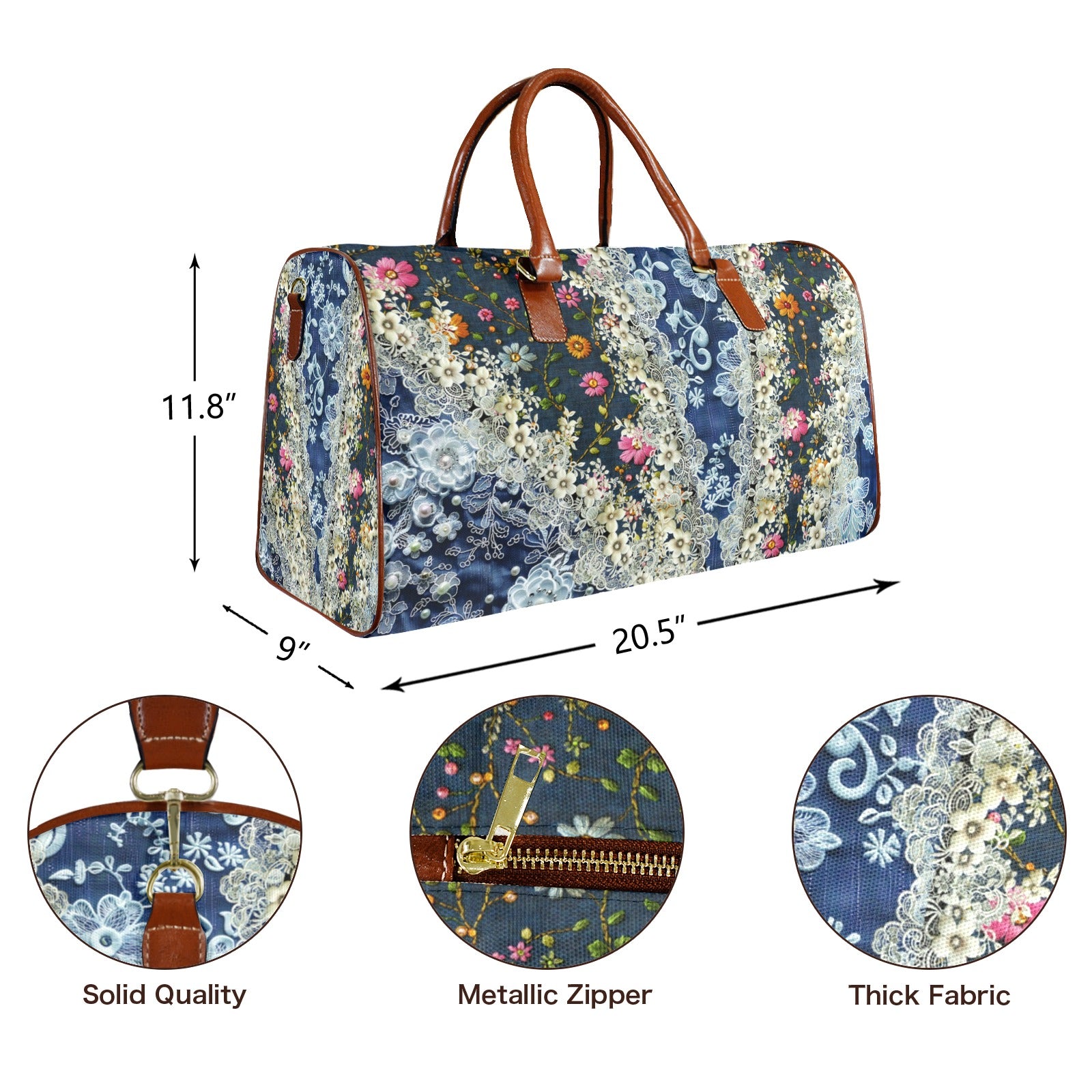 Boho Travel Bag5 Large Capacity Travel Bag-Large (Brown Short Patch) (1737)