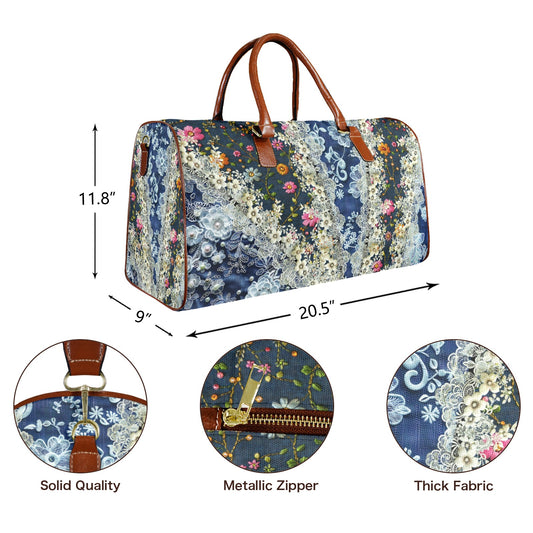 Boho Travel Bag5 Large Capacity Travel Bag-Large (Brown Short Patch) (1737)