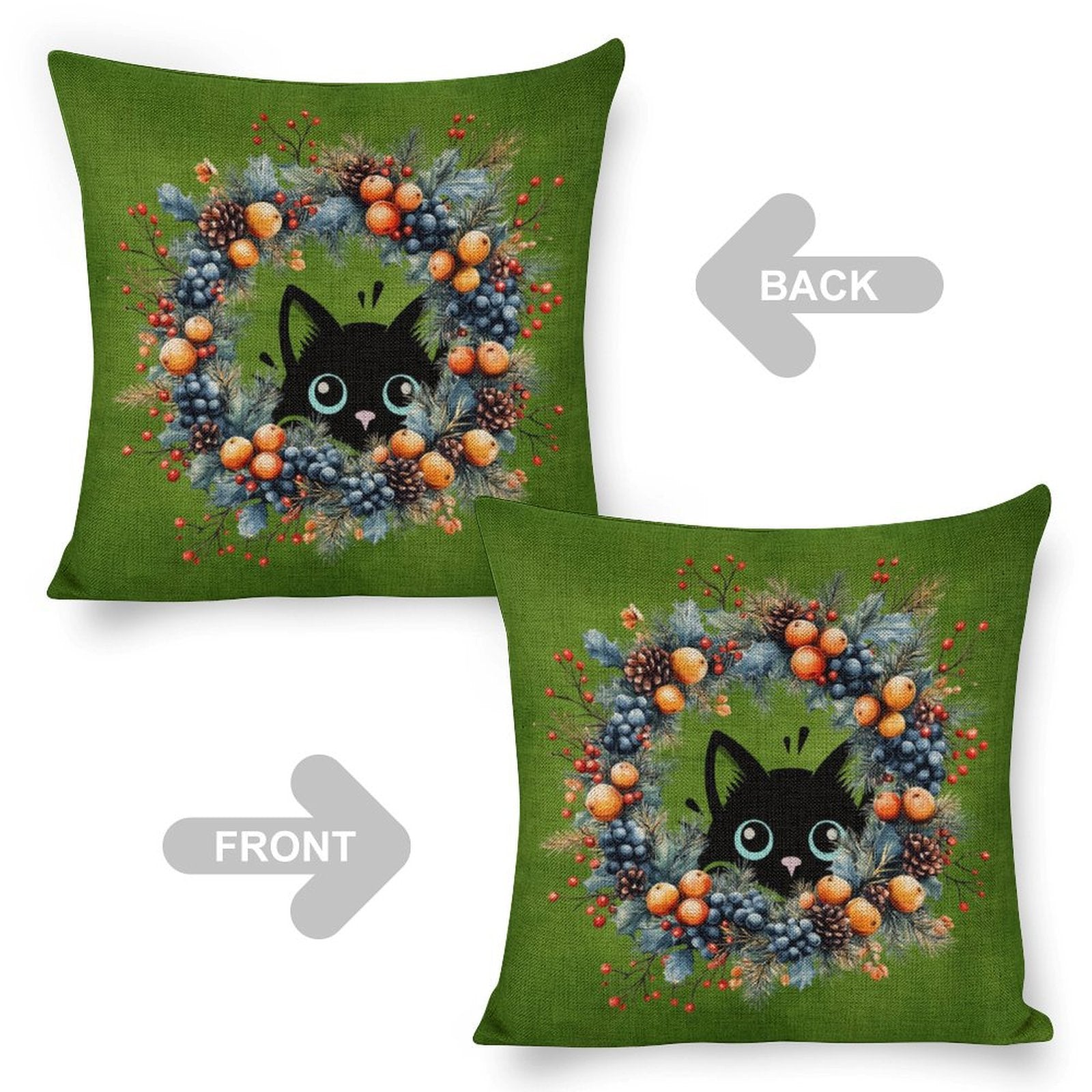 Set of 2 Cushion Covers with Cute Christmas Designs