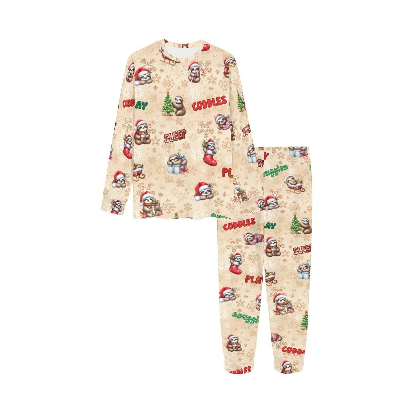 Soft, Comfortable Kids Unisex PJ Set in a Choice of 2 Adorable 'Christmas Sloth' Designs