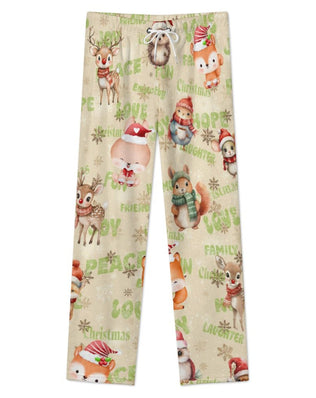 Fleecy Feel Loungewear / PJ Bottoms with Sweet Christmas Woodland Friends Design