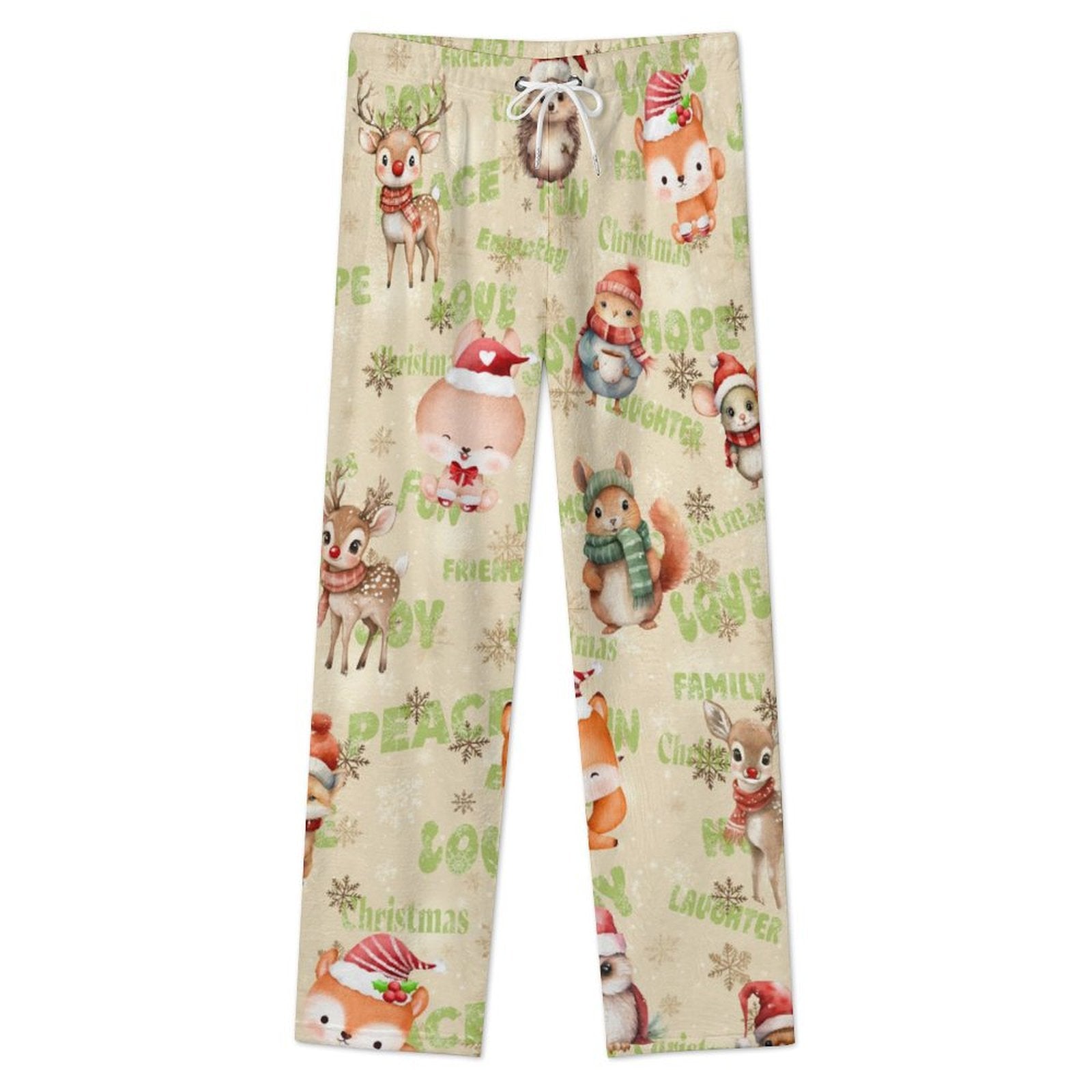 Fleecy Feel Loungewear / PJ Bottoms with Sweet Christmas Woodland Friends Design